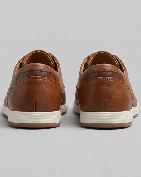 Men's Brown Leather Shoes Lace-Up Smart Casual Sneaker Style - Valedrian — view 13