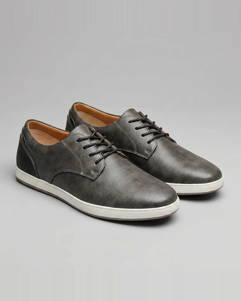 Men's Brown Leather Shoes Lace-Up Smart Casual Sneaker Style - Valedrian — view 16