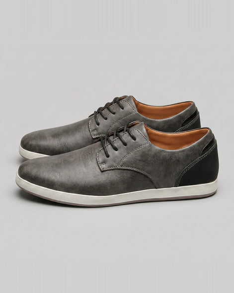 Men's Brown Leather Shoes Lace-Up Smart Casual Sneaker Style - Valedrian — view 17