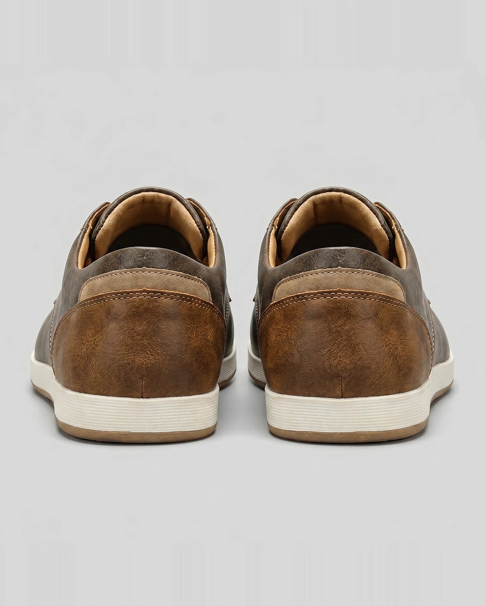 Men's Brown Leather Shoes Lace-Up Smart Casual Sneaker Style - Valedrian — view 3