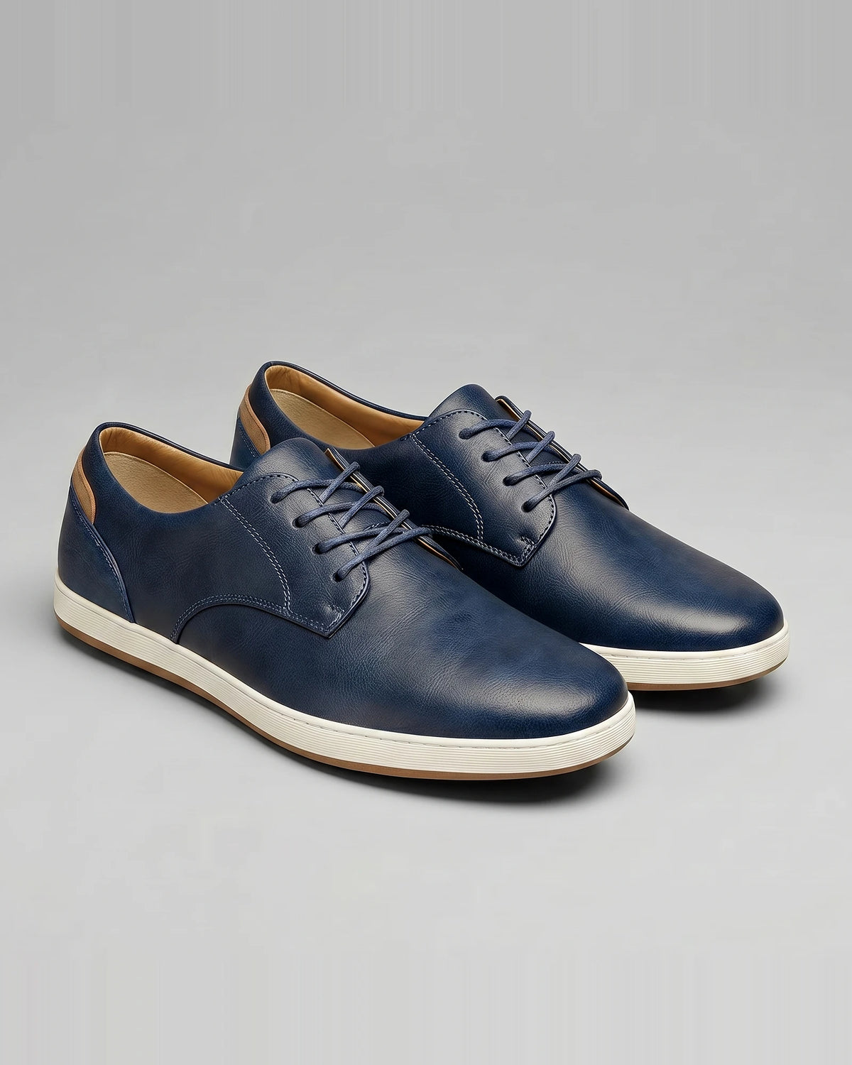 Men's Brown Leather Shoes Lace-Up Smart Casual Sneaker Style - Valedrian — view 6