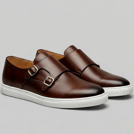 Men's Brown Loafers PU Leather Slip-On Shoes Sizes 5–12 - Valedrian