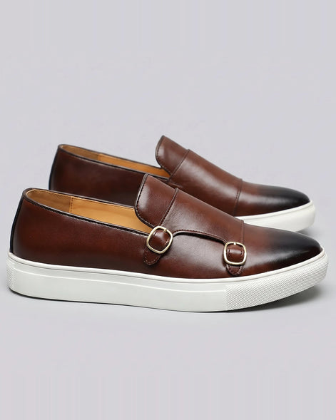 Men's Brown Loafers PU Leather Slip-On Shoes Sizes 5–12 - Valedrian — view 2