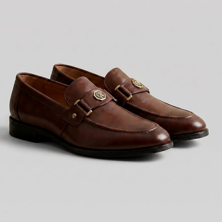 Men's Brown Oxford Dress Loafers Slip-On Formal Smart Sizes 6–9.5 – Valedrian