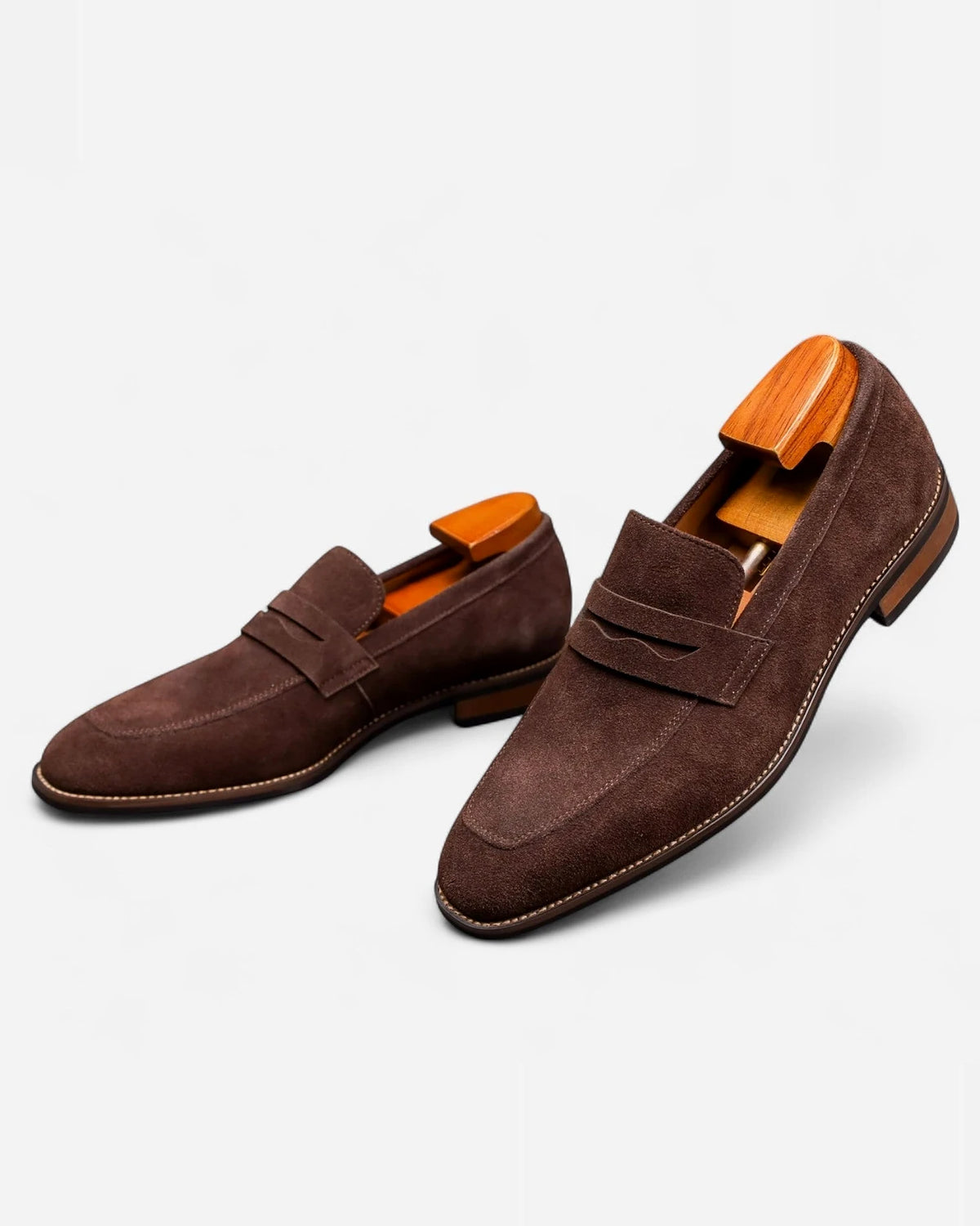 Men's Brown Penny Loafers Cowhide Upper Rubber Sole - Valedrian — view 12
