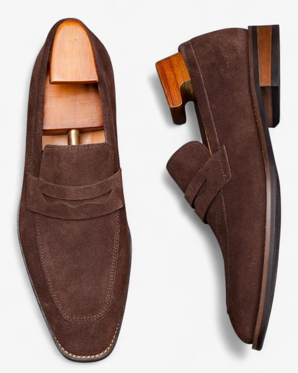 Men's Brown Penny Loafers Cowhide Upper Rubber Sole - Valedrian — view 14