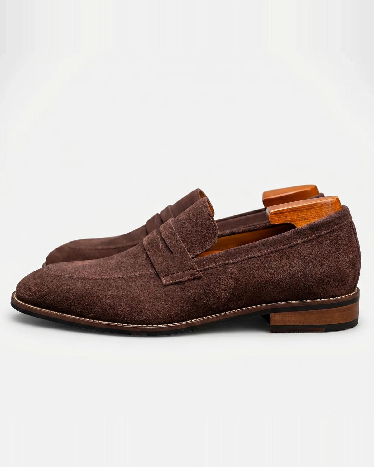 Men's Brown Penny Loafers Cowhide Upper Rubber Sole - Valedrian — view 3