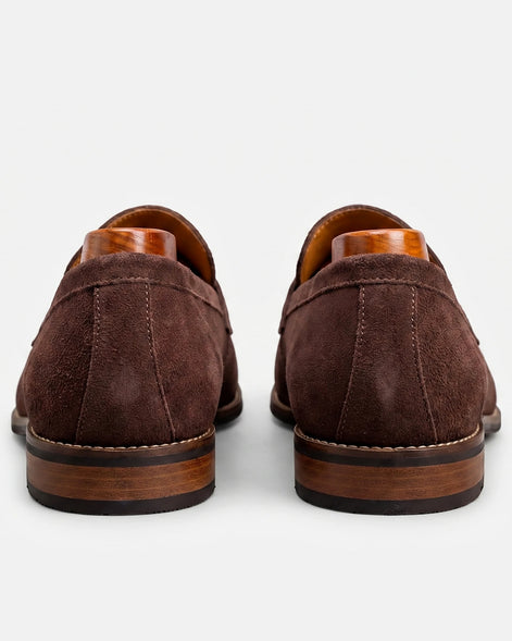 Men's Brown Penny Loafers Cowhide Upper Rubber Sole - Valedrian — view 4