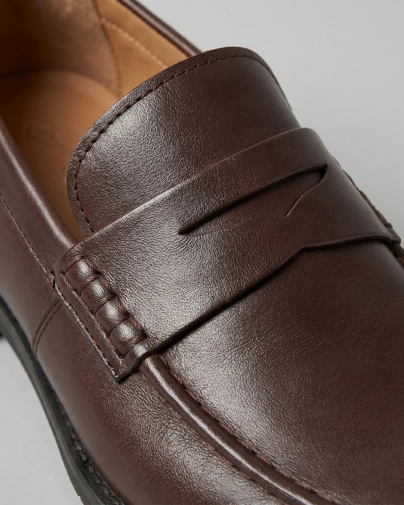 Men's Brown Penny Loafers PU Leather-Look Chunky Rubber Sole UK 5–13 – Valedrian — view 4