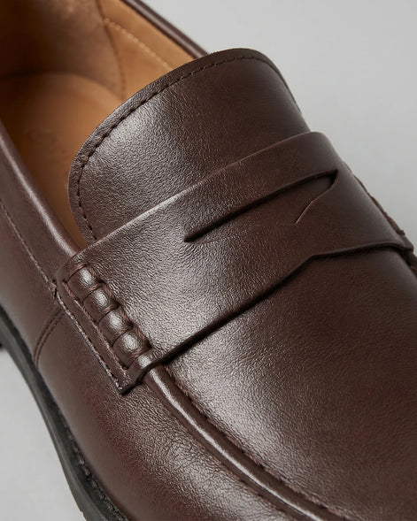 Men's Brown Penny Loafers PU Leather-Look Chunky Rubber Sole UK 5–13 – Valedrian — view 4