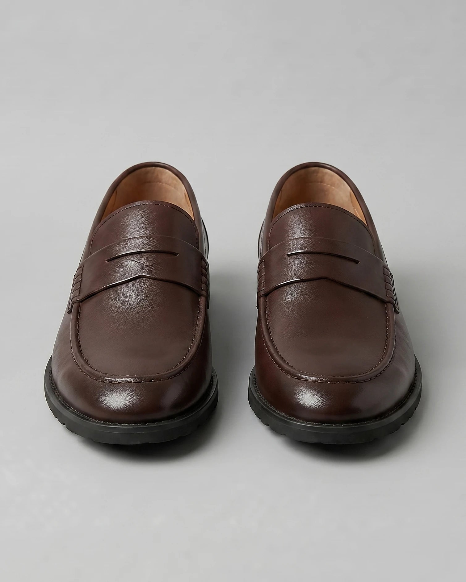 Men's Brown Penny Loafers PU Leather-Look Chunky Rubber Sole UK 5–13 – Valedrian — view 5
