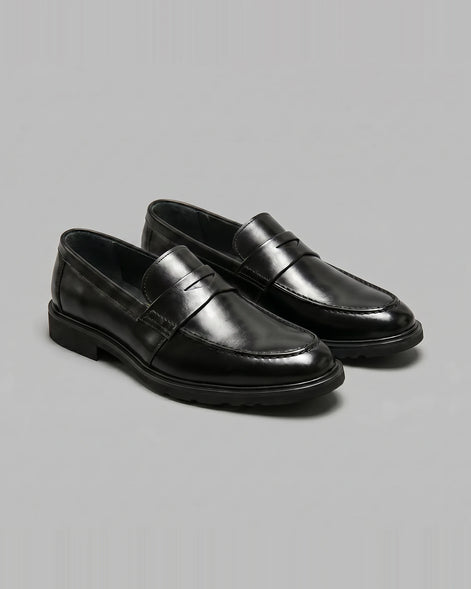 Men's Brown Penny Loafers PU Leather-Look Chunky Rubber Sole UK 5–13 – Valedrian — view 6