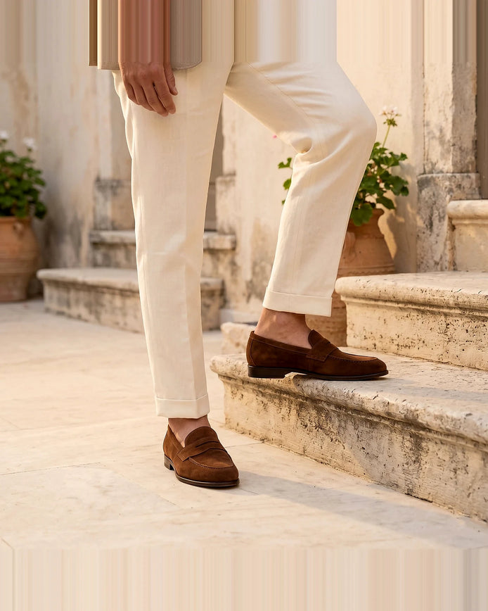 Men's Brown Penny Loafers Slip-On Shoes Sizes 5–9.5 – Valedrian