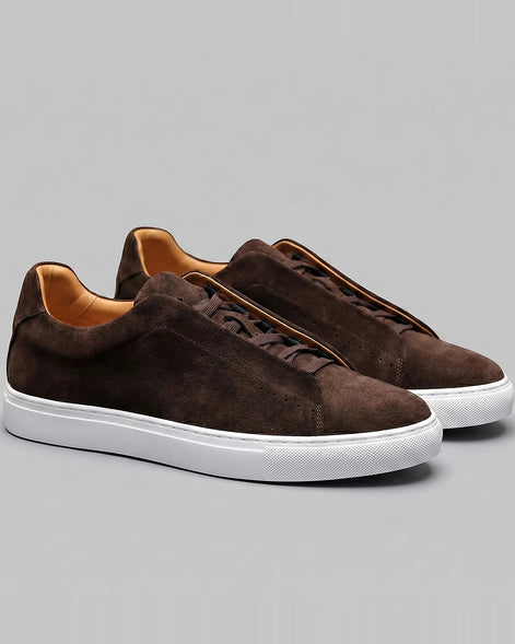 Men's Brown Suede Low-Top Sneakers Rubber Sole – Valedrian