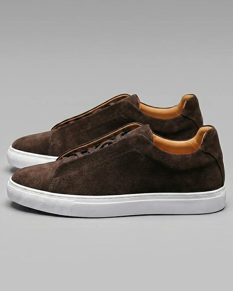 Men's Brown Suede Low-Top Sneakers Rubber Sole – Valedrian — view 2