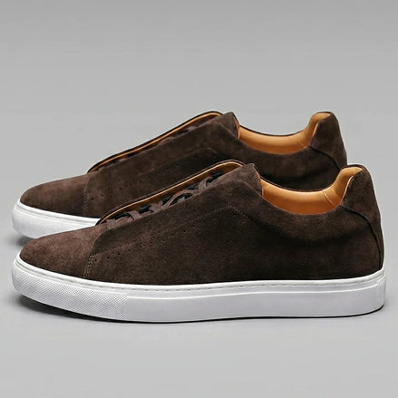 Men's Brown Suede Low-Top Sneakers Rubber Sole – Valedrian — view 2