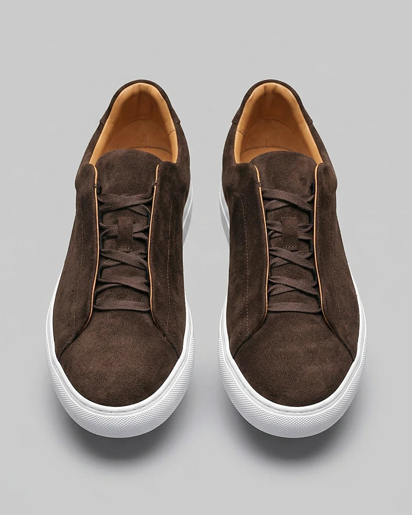 Men's Brown Suede Low-Top Sneakers Rubber Sole – Valedrian — view 5