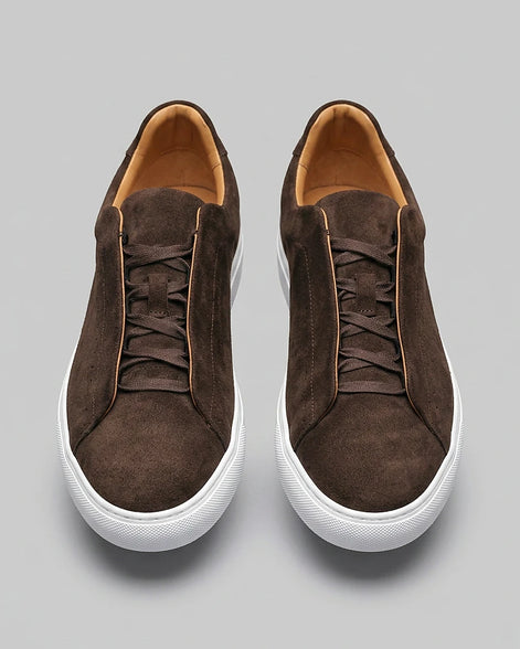 Men's Brown Suede Low-Top Sneakers Rubber Sole – Valedrian — view 5