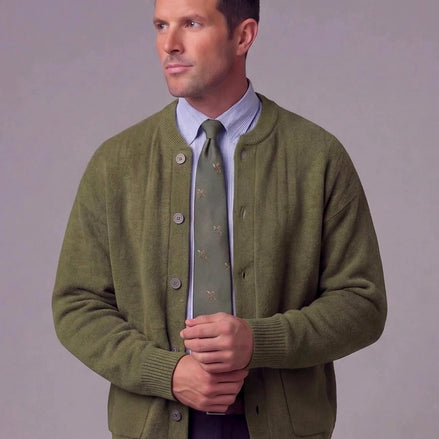Men's Buttoned Knit Cardigan Green Beige Sizes M–3XL - Valedrian
