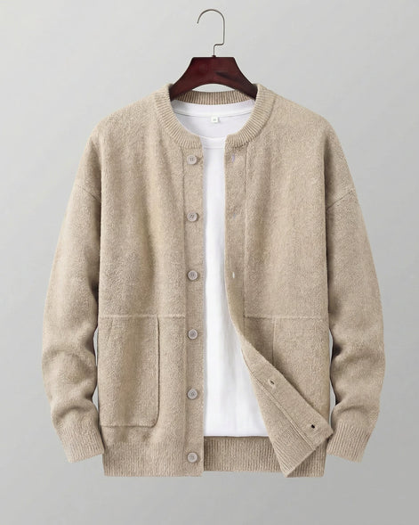 Men's Buttoned Knit Cardigan Green Beige Sizes M–3XL - Valedrian — view 5