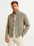 Men's Cable Knit Cardigan | Structured Collar | Textured Jacquard