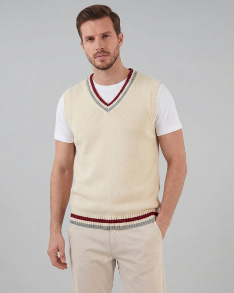 Men's Cable Knit V-Neck Sweater Vest White Sizes XS–4XL – Valedrian — view 10