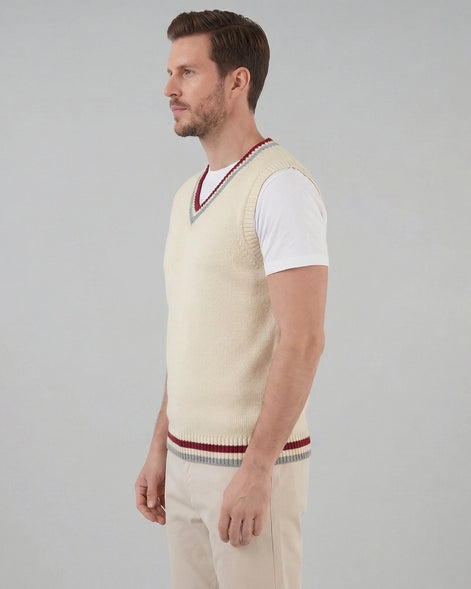 Men's Cable Knit V-Neck Sweater Vest White Sizes XS–4XL – Valedrian — view 11