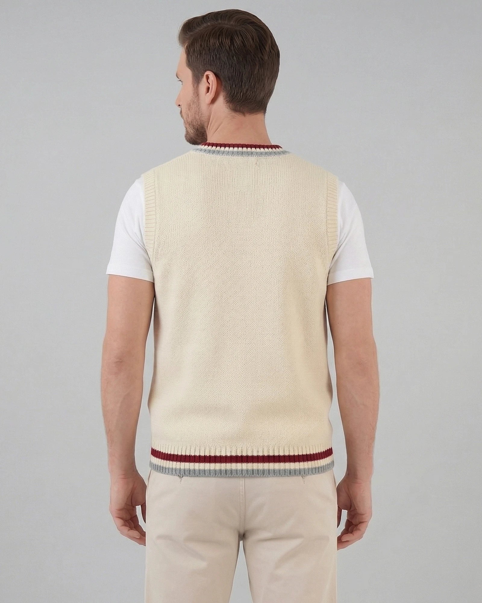 Men's Cable Knit V-Neck Sweater Vest White Sizes XS–4XL – Valedrian — view 12