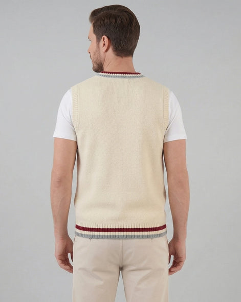 Men's Cable Knit V-Neck Sweater Vest White Sizes XS–4XL – Valedrian — view 12