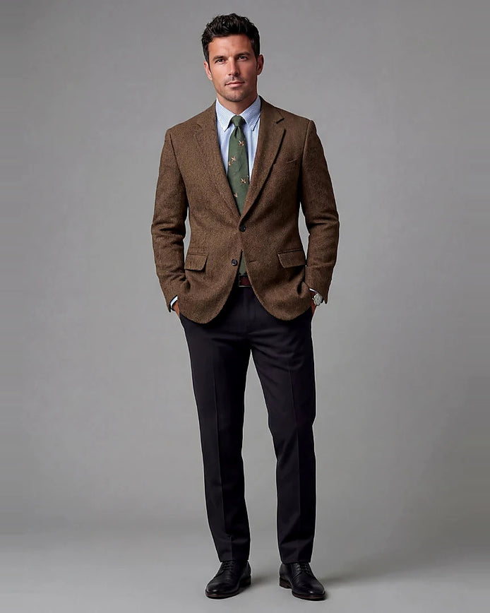 Men's Casual Blazer Brown Navy XS–3XL Regular Fit - Valedrian