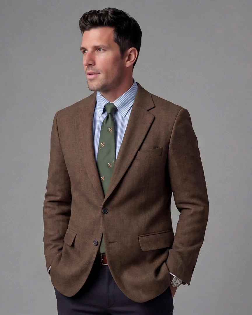Men's Casual Blazer Brown Navy XS–3XL Regular Fit - Valedrian — view 2