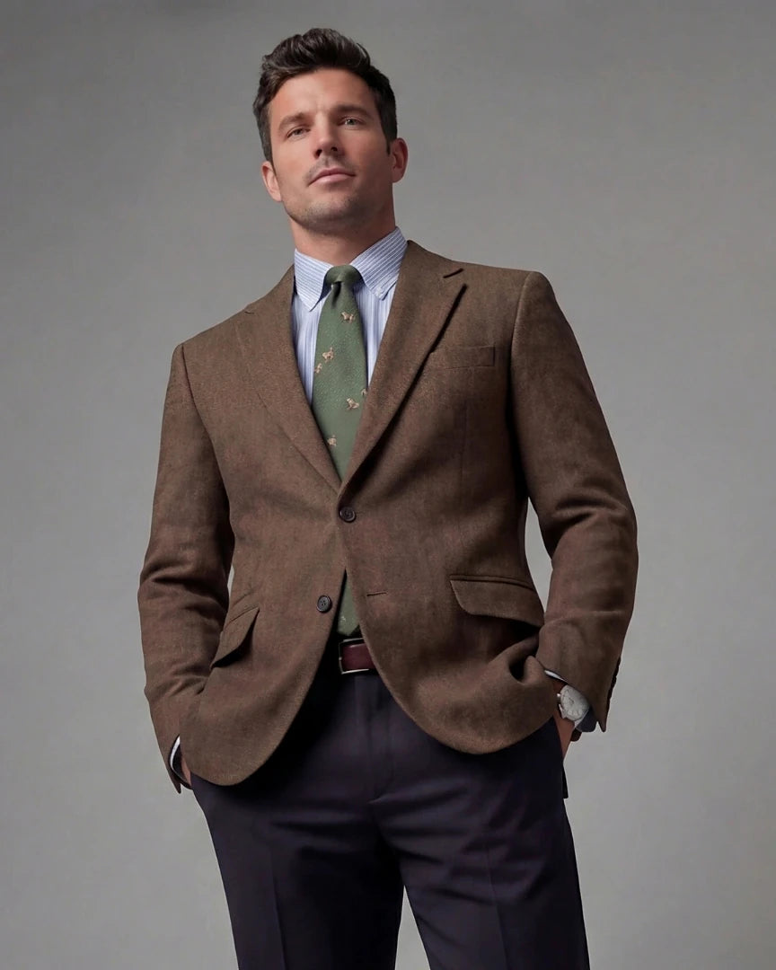 Men's Casual Blazer Brown Navy XS–3XL Regular Fit - Valedrian — view 3