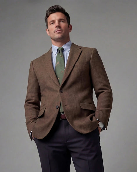 Men's Casual Blazer Brown Navy XS–3XL Regular Fit - Valedrian — view 3