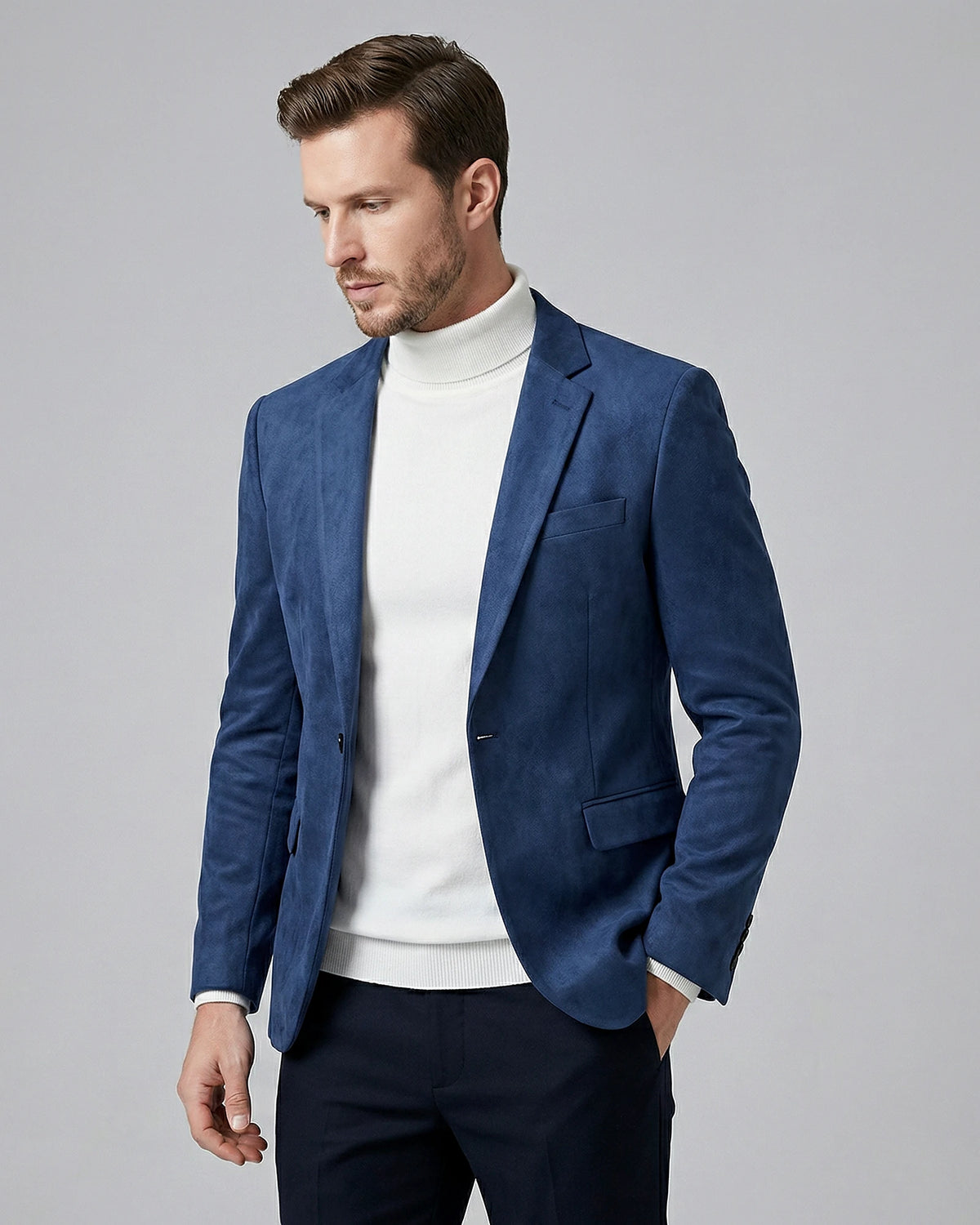 Men's Casual Blazer Green / Grey Single Button Tailored Fit – Valedrian — view 11