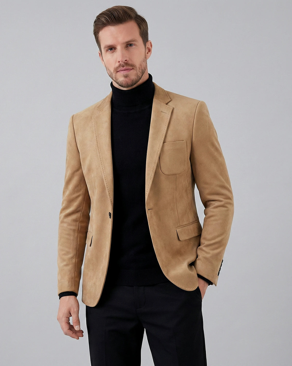 Men's Casual Blazer Green / Grey Single Button Tailored Fit – Valedrian — view 16