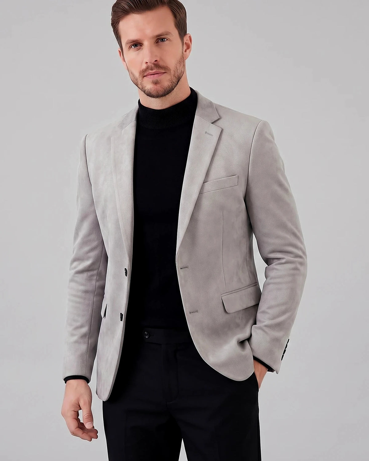 Men's Casual Blazer Green / Grey Single Button Tailored Fit – Valedrian