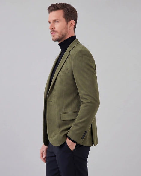Men's Casual Blazer Green / Grey Single Button Tailored Fit – Valedrian — view 22