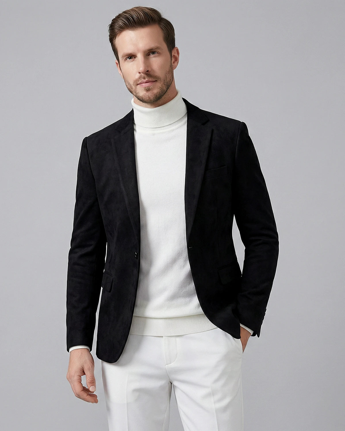 Men's Casual Blazer Green / Grey Single Button Tailored Fit – Valedrian — view 6