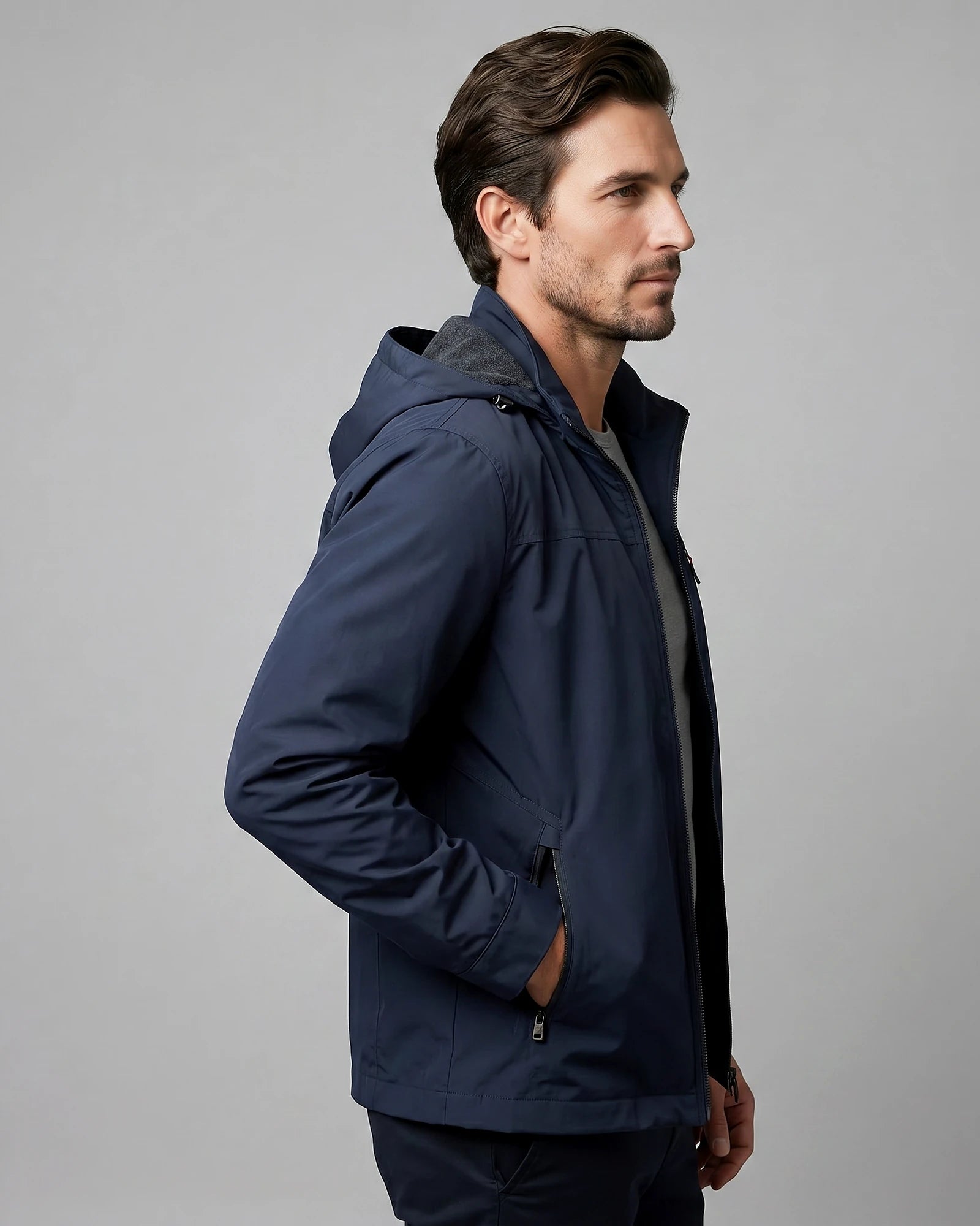 Men's Casual Softshell Hooded Jacket Black Blue M–4XL - Valedrian — view 7
