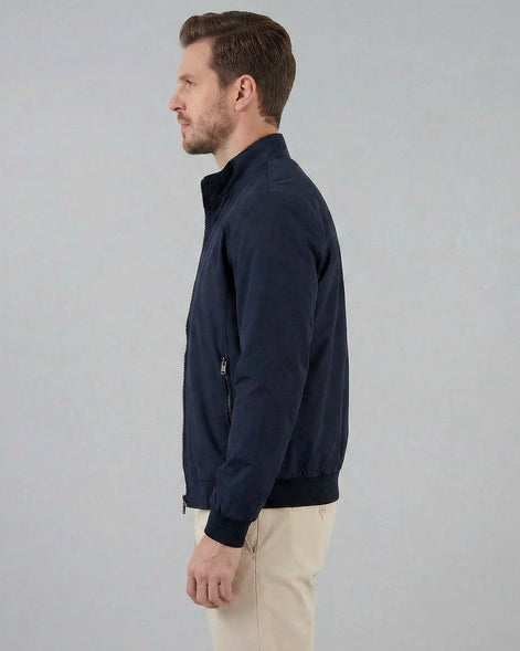 Men's Casual Stand Collar Jacket Black Grey Lightweight - Valedrian — view 12