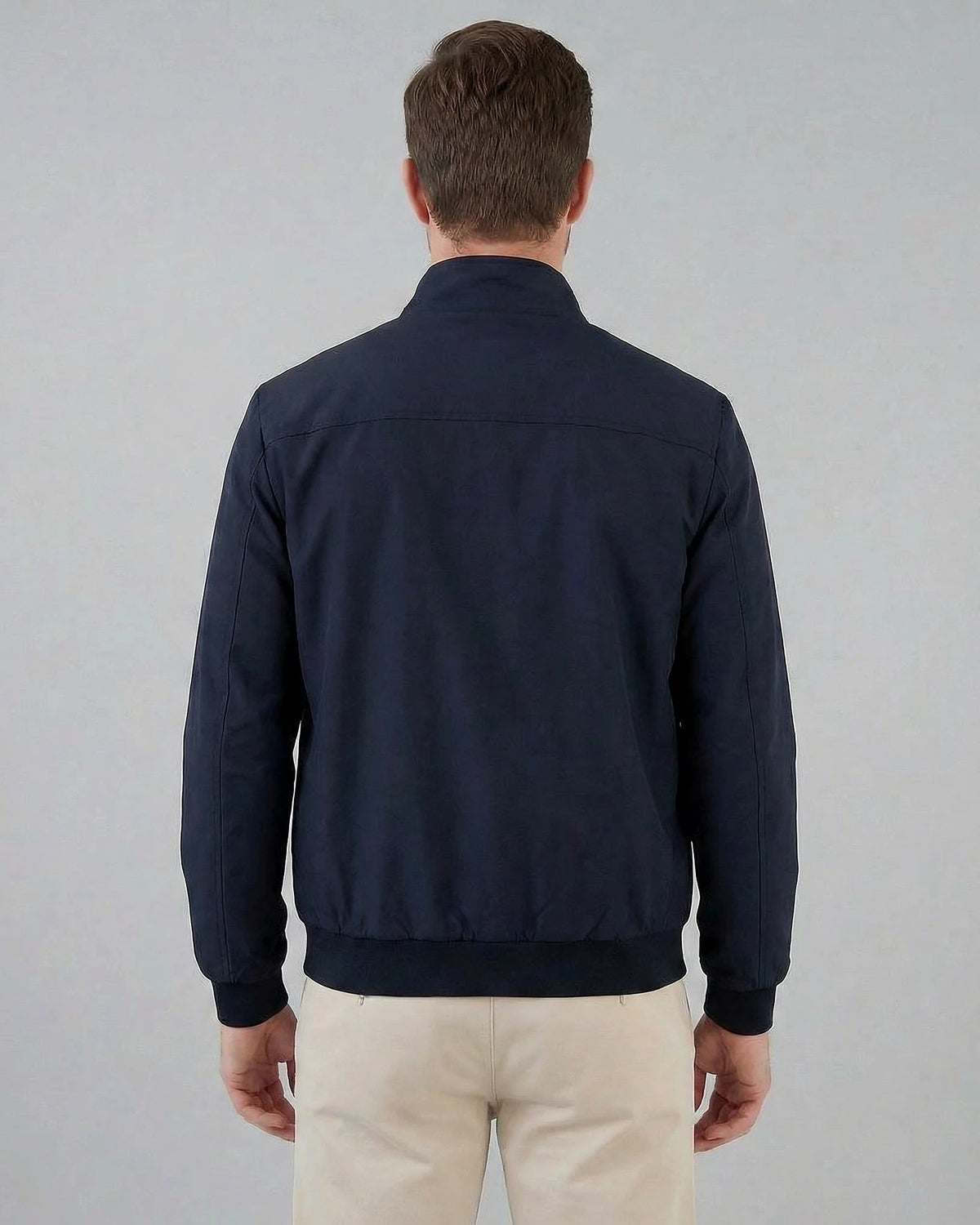 Men's Casual Stand Collar Jacket Black Grey Lightweight - Valedrian — view 13