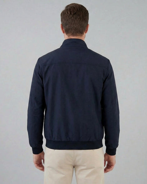 Men's Casual Stand Collar Jacket Black Grey Lightweight - Valedrian — view 13