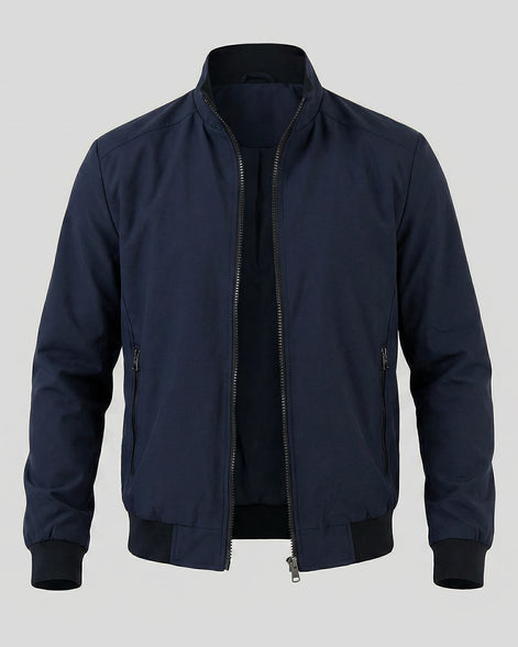 Men's Casual Stand Collar Jacket Black Grey Lightweight - Valedrian — view 15
