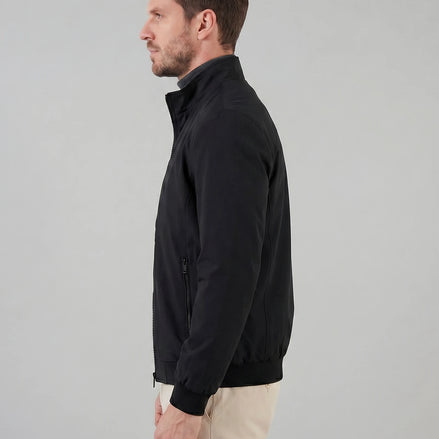 Men's Casual Stand Collar Jacket Black Grey Lightweight - Valedrian — view 2