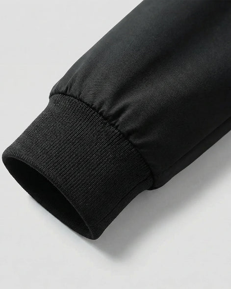 Men's Casual Stand Collar Jacket Black Grey Lightweight - Valedrian — view 4