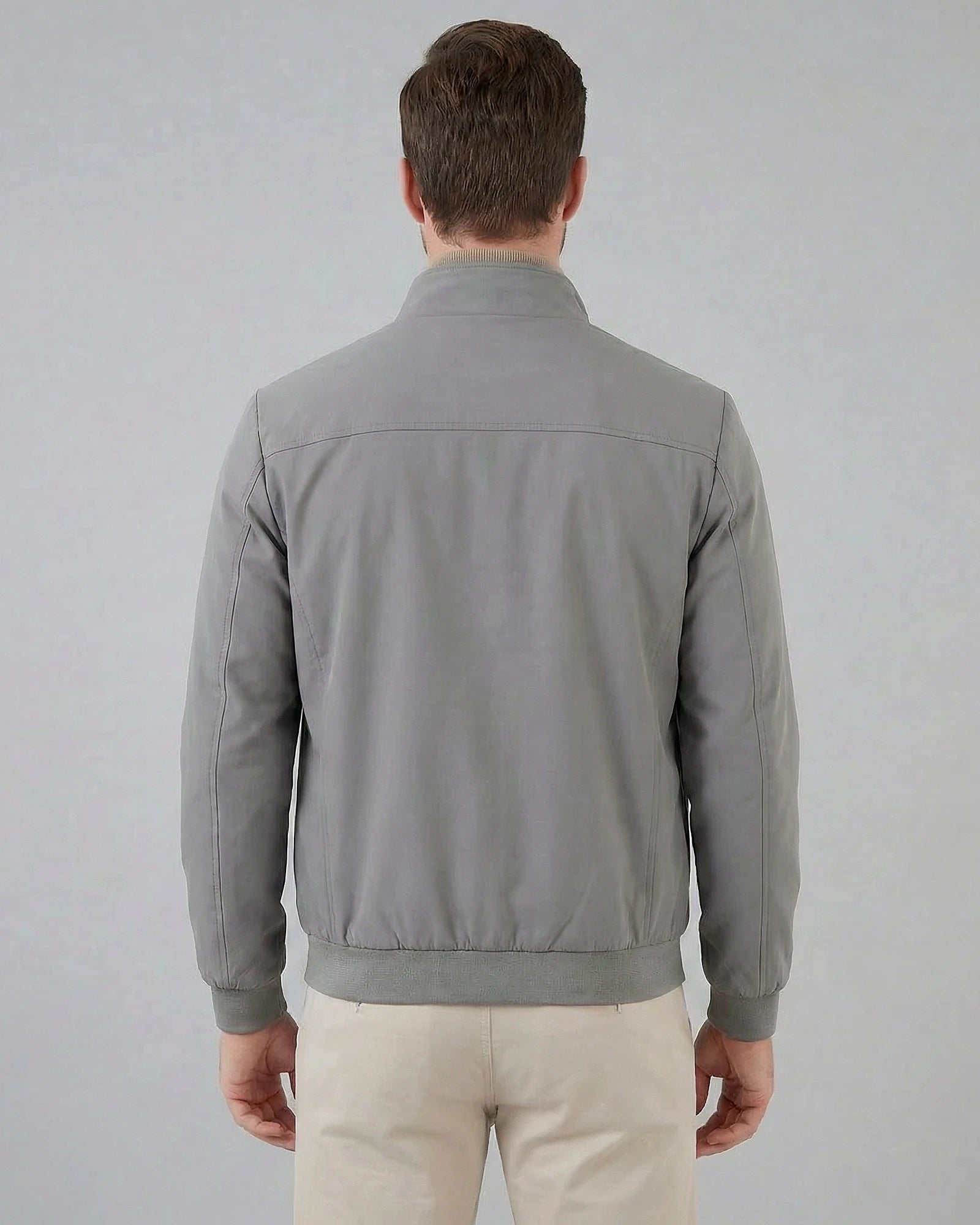 Men's Casual Stand Collar Jacket Black Grey Lightweight - Valedrian — view 8
