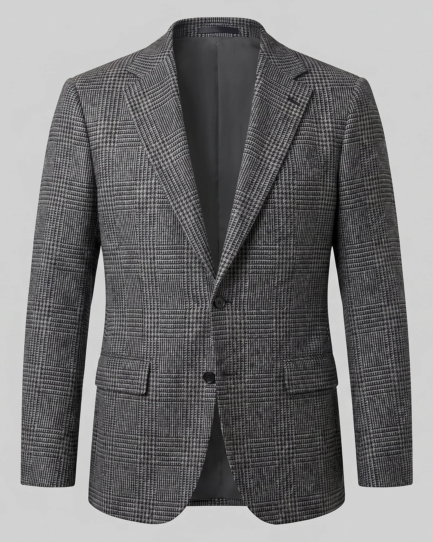 Men's Check Casual Blazer Textured Sport Coat Brown & Grey S–3XL - Valedrian — view 10