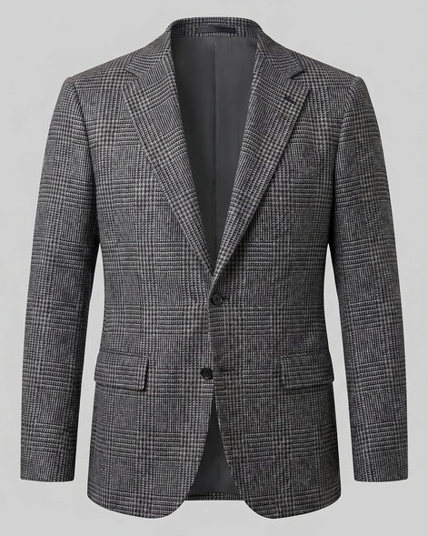 Men's Check Casual Blazer Textured Sport Coat Brown & Grey S–3XL - Valedrian — view 10