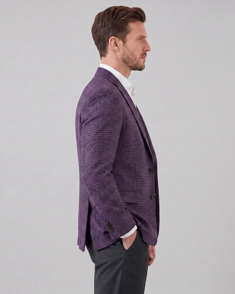 Men's Check Casual Blazer Textured Sport Coat Brown & Grey S–3XL - Valedrian — view 12