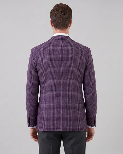 Men's Check Casual Blazer Textured Sport Coat Brown & Grey S–3XL - Valedrian — view 13